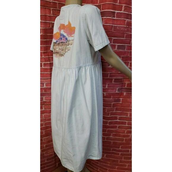 Sun Belt Denim Light Blue Size M Midi Dress ARTSY SS 🏜 Desert handpainted #CB8 - Picture 5 of 10